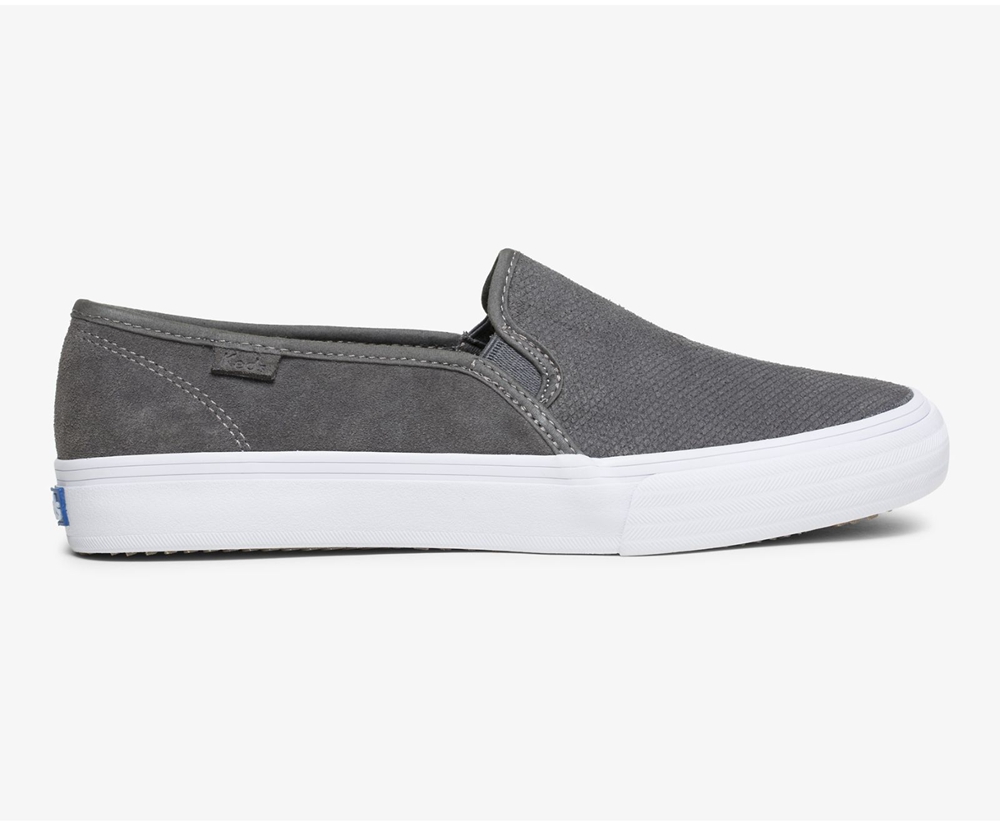 Keds Womens Slip Ons Grey - Double Decker Suede - 154PCGSKA